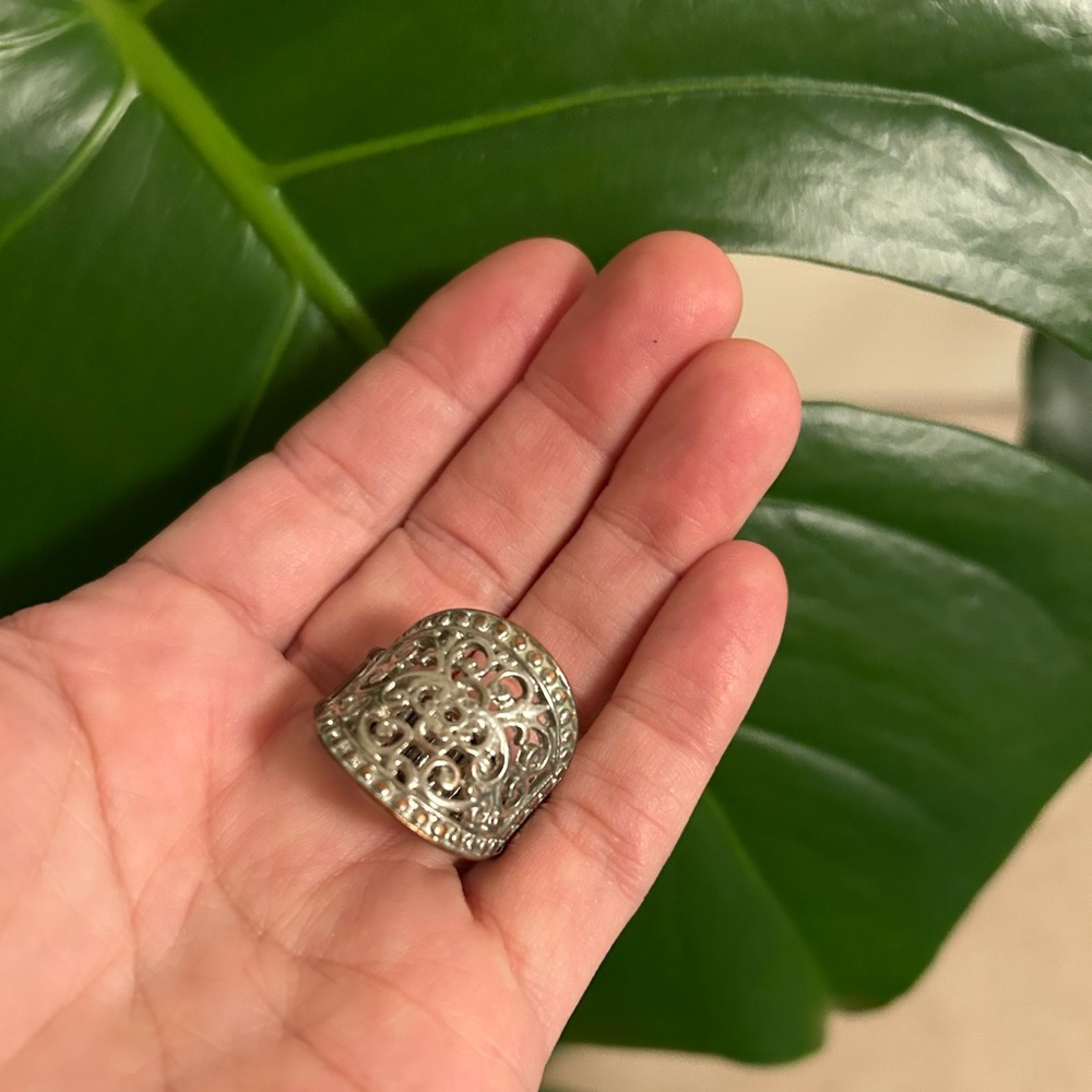 🌀 Aztec stretch‎ silver ring - Picture 7 of 12
